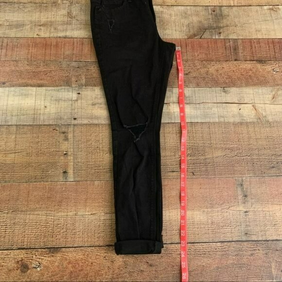 Old navy rockstar super skinny high rise distressed black denim jeans - 0 petite - Picture 3 of 9